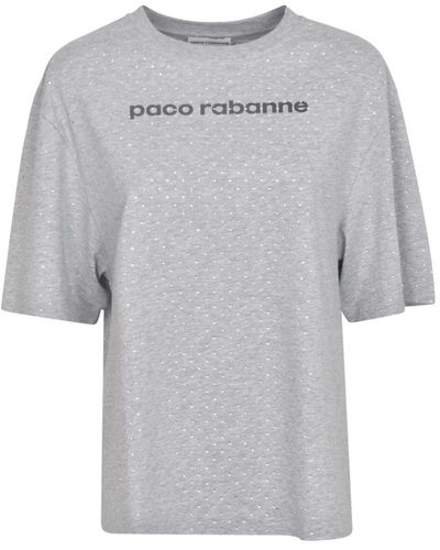 Rabanne Logo-print strass t-shirt - grau