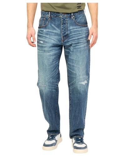 Armani Exchange Blaue denim relaxed fit jeans mit abrieb