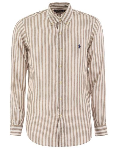 Ralph Lauren Polo custom fit striped linen shirt - Bianco