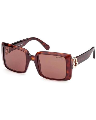 Moncler Braune rechteckige pantografierte sonnenbrille - Rot