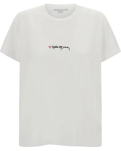 Stella McCartney Camiseta blanca con logo bordado - Blanco