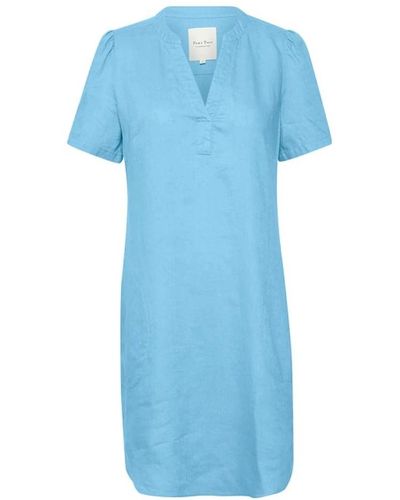 Part Two Vestido corto de lino para verano - Azul