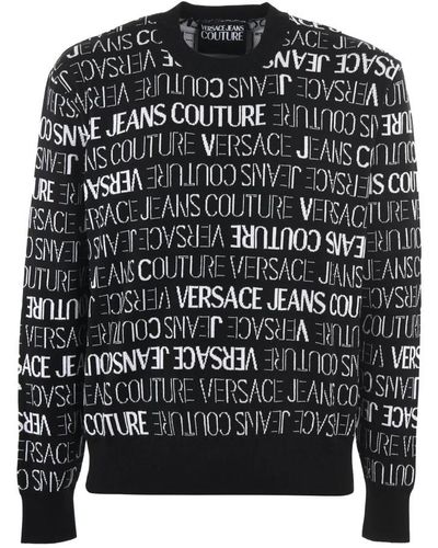 Versace All Over Jacquard Logo Jumper - Black
