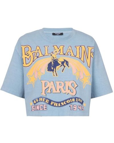 Balmain T-Shirt Western - Blau