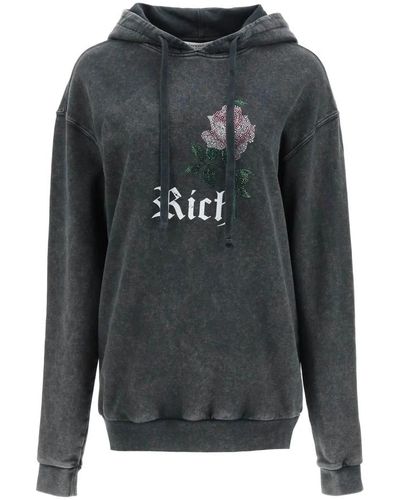 Alessandra Rich Kristallrose hoodie - Grau