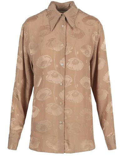 Gucci Poppy flower silk jacquard blouse - Neutro