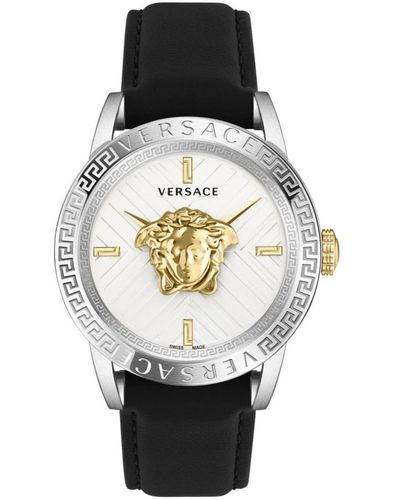 Versace V-code restyling palazzo orologio nero argento