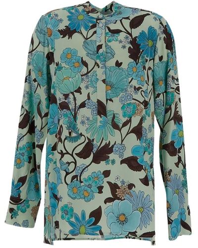 Stella McCartney Viskose gartenprint shirt - Grün