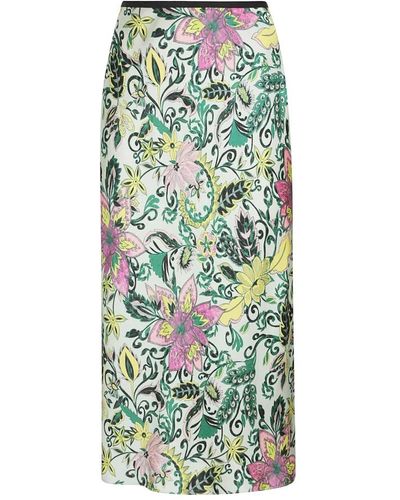 Diane von Furstenberg Falda larga con estampado floral y cintura elástica - Verde