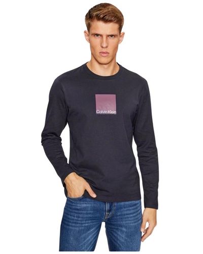 Calvin Klein Magliette a maniche lunghe con stampa logo - Blu