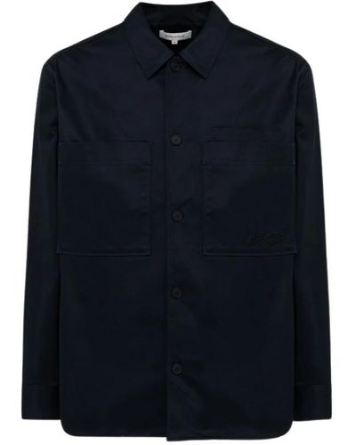 Maison Kitsuné Overshirt in einfarbiger schwerer baumwolle - Blau