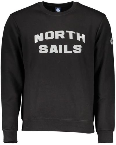 North Sails Maglione di cotone nero con stampa del logo