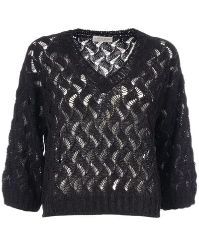Le Tricot Perugia Knitwear > v-neck knitwear - Noir