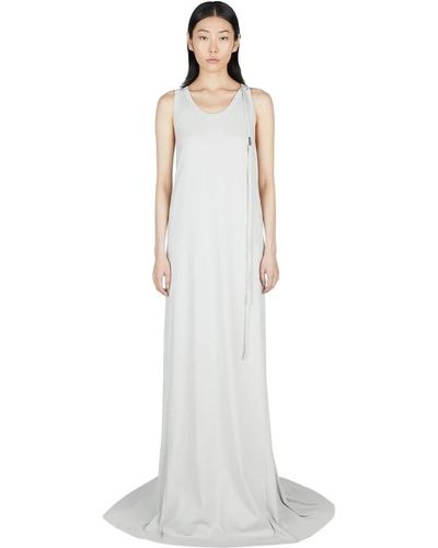 Ann Demeulemeester Langes Flared Kleid aus Baumwolle mit Verstellbaren Trägern - Weiß