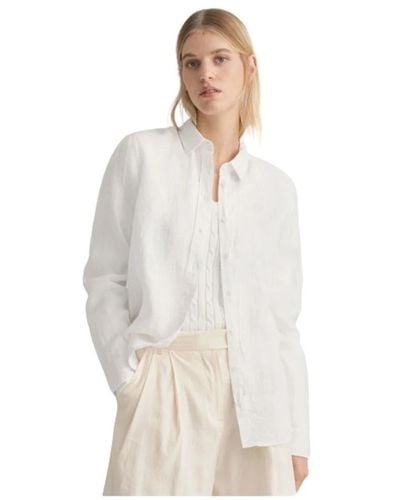 GANT Camicia in lino regular in chambray - Bianco