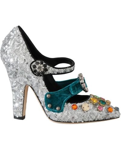 Dolce & Gabbana Mary Jane Sequined Pumps - Blue