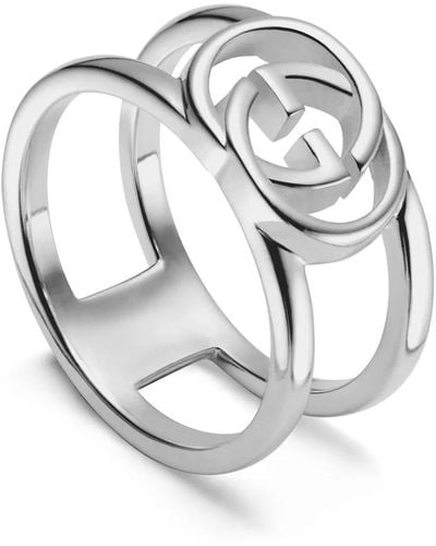 Gucci Ybc295716001 - 925 sterline dargento - ring with interlocking g motif in sterling silver - Metallizzato