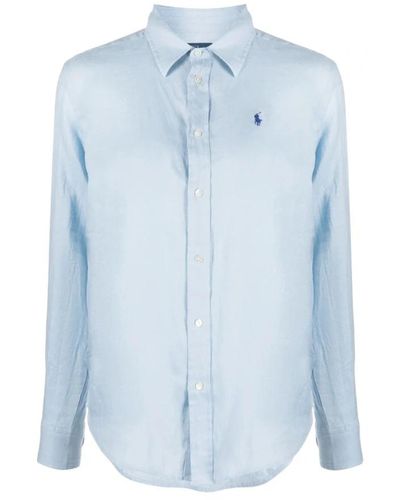 Polo Ralph Lauren Weißes casual hemd mit knopfleiste - Blau