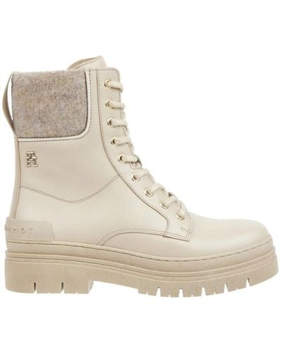Tommy Hilfiger Lace-Up Boots - Natural