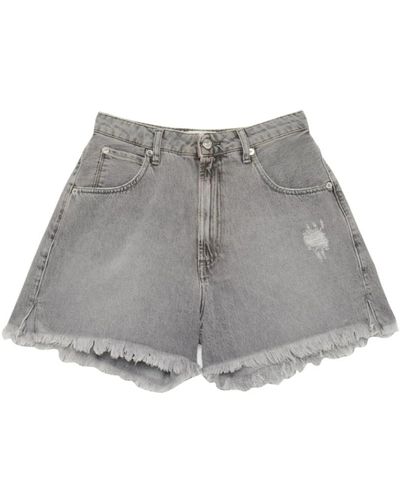 Roy Rogers Shorts de mezclilla con cintura alta y dobladillo deshilachado - Gris