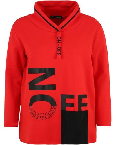 Doris Streich Cleanes sweatshirt mit grafik-print und nylon-tasche - Rot