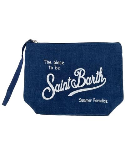 Mc2 Saint Barth Blaue leinen pochette aline tasche