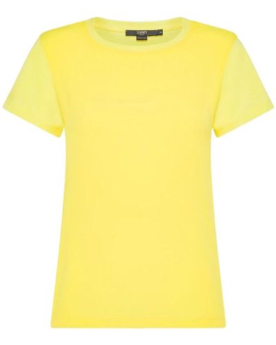 Seventy T-shirt girocollo in tessuto misto seta e jersey - Giallo