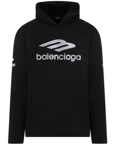 Balenciaga Schwarzer baumwoll-hoodie sweatshirt ss24