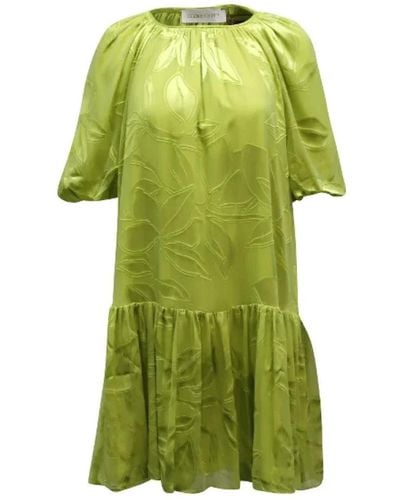 Stine Goya Pleated Lemon Mini Dress In Viscose - Green