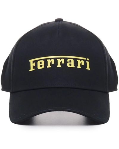 Ferrari Schwarze baumwoll-logo-hüte - Blau