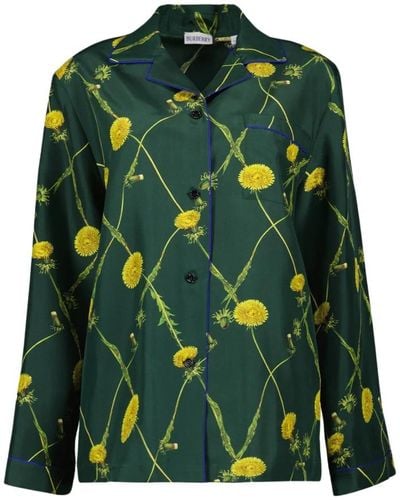 Burberry Seidenmohnblumenmuster hemd - Grün
