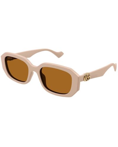 Gucci Geometric Plastic Rectangle Sunglasses - Natural