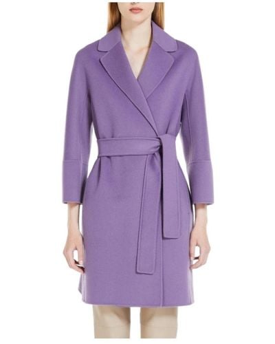 Max Mara Studio Belted Coats - Purple