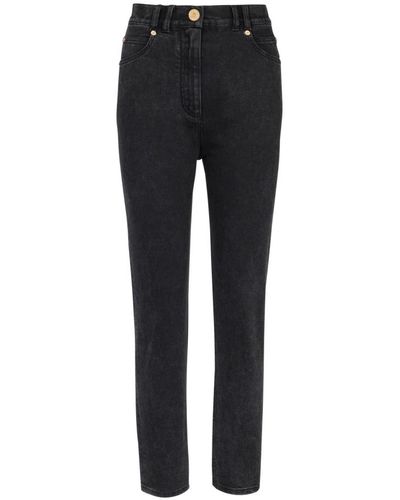 Balmain Jeans de mezclilla ajustados con bolsillos clásicos - Negro