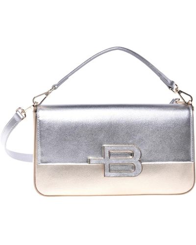Baldinini Crossbody bag in gold and silver laminated calfskin - Weiß
