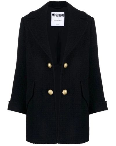 Moschino Double-Breasted Coats - Black