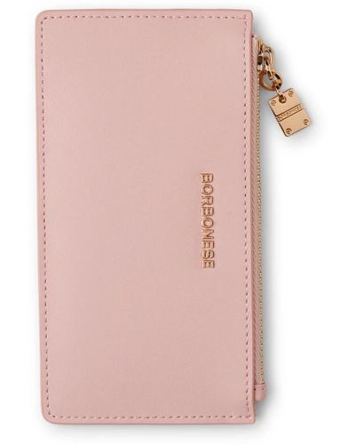 Borbonese Flache leder lettering pouch - Pink