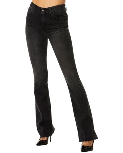 Jijil Jeans de talle alto antracita con flecos - Negro