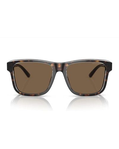 Emporio Armani Braune kissenförmige sonnenbrille mit dunklen gläsern