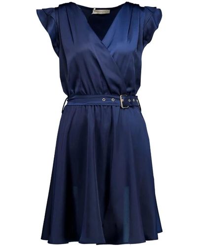 Rinascimento Elegantes dunkelblaues kleid mit rüschen