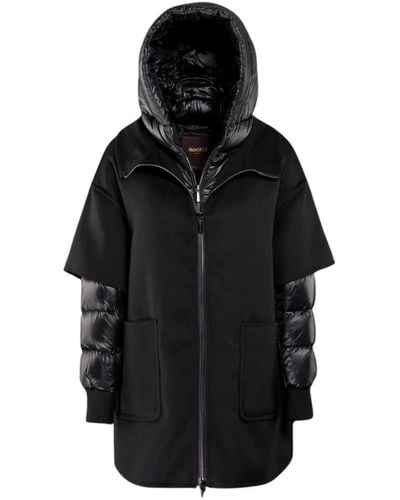 Moorer Chaqueta con capucha versátil de mezcla de lana con chaqueta de plumón desmontable - Negro
