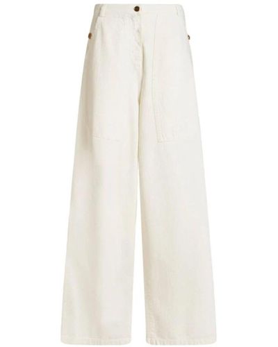 Etro Gestreifte jacquard wide leg jeans - Weiß