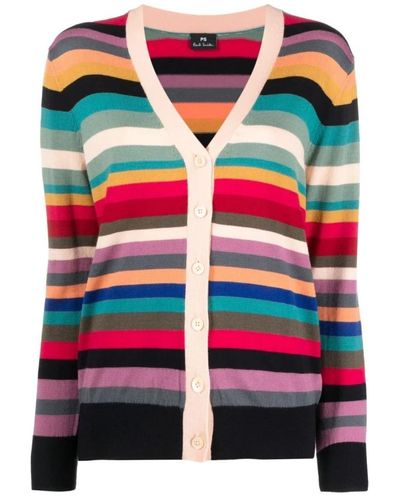 PS by Paul Smith Cardigan in lana swirl stripe - Multicolore