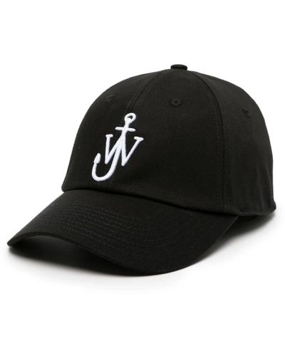 JW Anderson Gorras de algodón bordadas con logotipo - Negro
