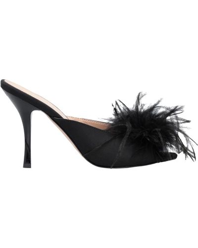 Pinko 95mm Feather-detail Mules - Black