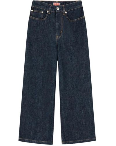 KENZO Vintage wide-leg cropped jeans - Azul