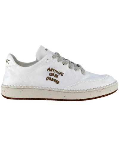 Acbc Sneakers in tela bianca cotone morbido scritta laterale - Bianco