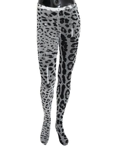 Dolce & Gabbana Black Nylon Tartan Pattern Tights Stockings Socks