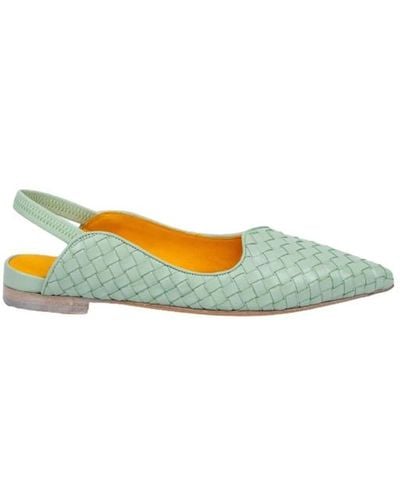 Mara Bini Chanel lidia sandalia de cuero trenzado verde - Amarillo