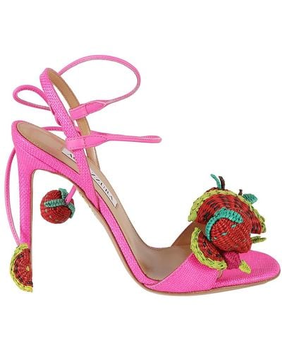 Aquazzura Erdbeer-punch sandalen - Pink